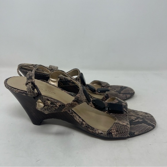 Anne Klein T strap heel sandals snake print size 9 - Picture 2 of 6